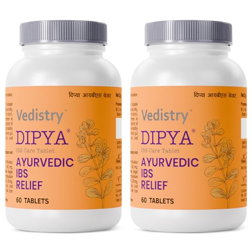 Vedistry Dipya IBS Care Tablet | Clinically Tested 100% Ayurvedic Support for IBS Relief | Helps With Diarrhoea Bloating Gas Abdominal Discomfort & Irregular Bowel Movements | Gut Health & Digestive Comfort – 60 Tablets (Pack of 2) - Image 1