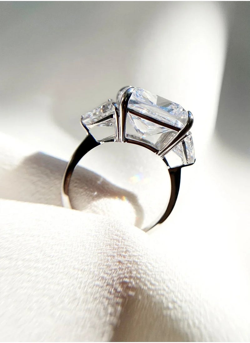 Artsy Silver - Cushion Cut Zircon Stone Ring - Image 1