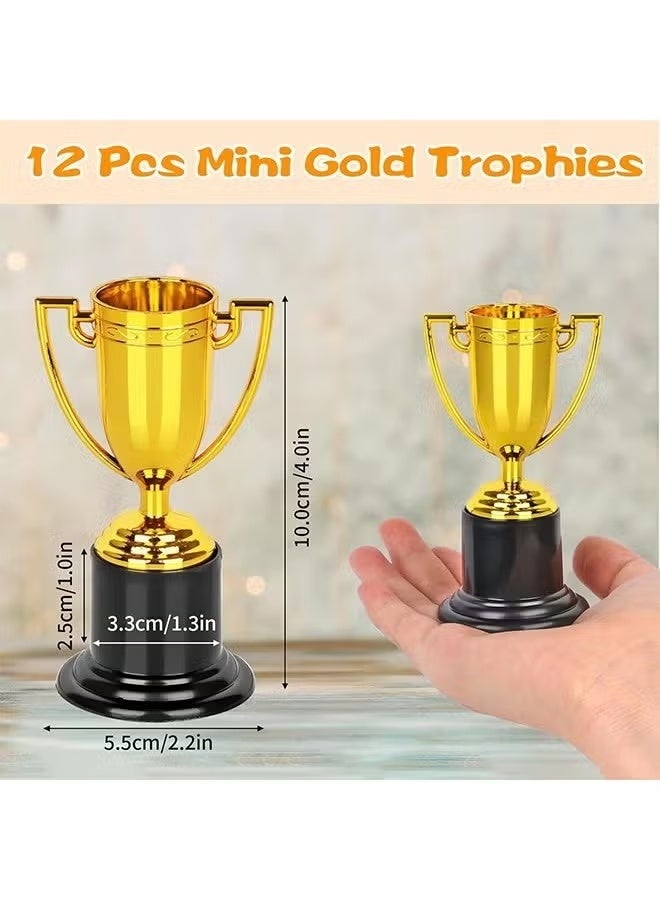 GIFT 12 Pcs Mini Trophies,Gold Trophy Award, Plastic Trophies for Kids, 4 Inch Trophy Cups, Award Trophies for Party Favors, Props, Rewards, Winning Prizes, Competitions Ceremony Parties Favor - Image 2