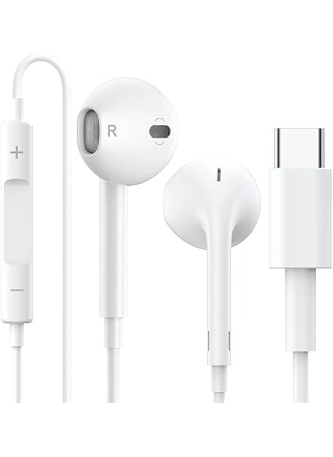 Generic Type-C In-Ear Earphone With Microphone White  - Image 1