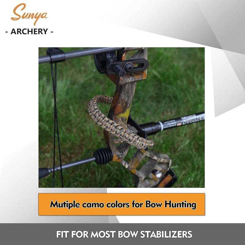 Sunya Archery Bow Wrist Sling, 550 Paracord Strap Comfortable on Hand.100% Full Grain Leather Yoke, Multiple Camo Colors.Fit Compound Bow Stabilizer & Recurve. - Image 2