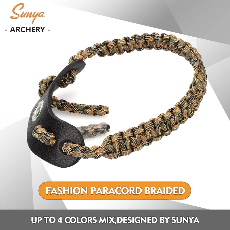 Sunya Archery Bow Wrist Sling, 550 Paracord Strap Comfortable on Hand.100% Full Grain Leather Yoke, Multiple Camo Colors.Fit Compound Bow Stabilizer & Recurve. - Image 3