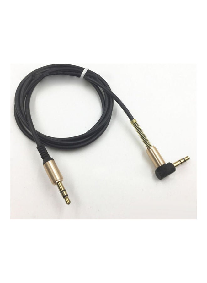 Loquat 1m 3.5mm Jack Car Audio Cable Male To Male L-Shape Right Angle Extension Lead Black - Image 1