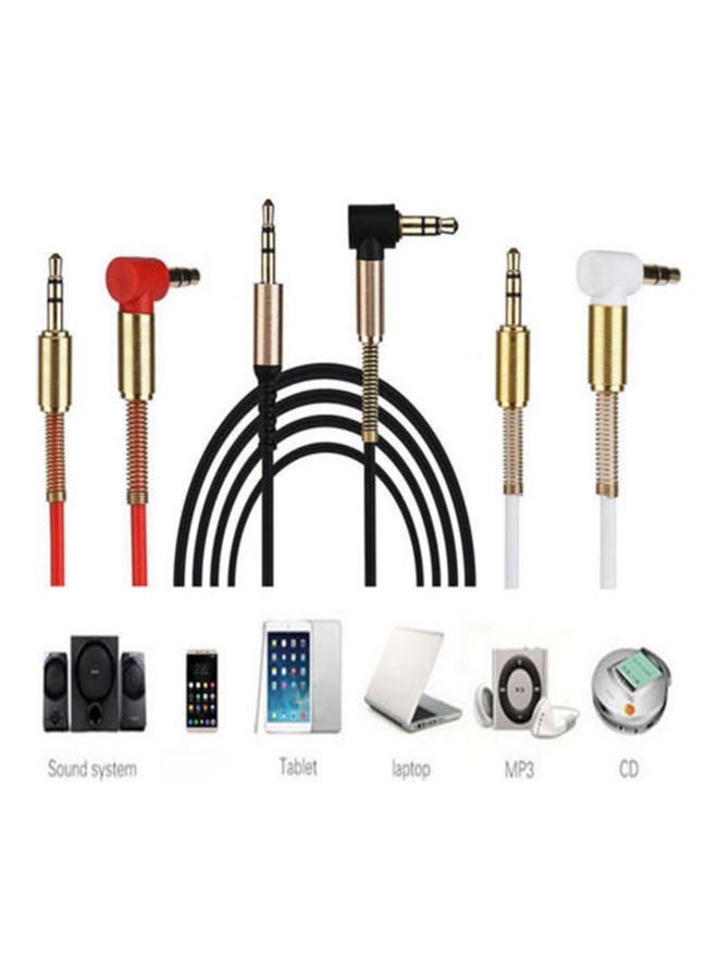 Loquat 1m 3.5mm Jack Car Audio Cable Male To Male L-Shape Right Angle Extension Lead Black - Image 5