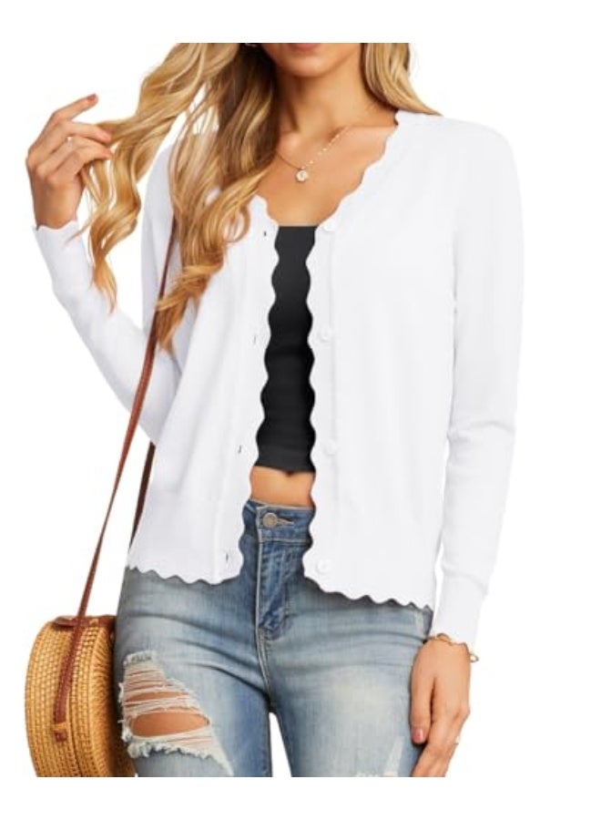 NIBEMINENT Women's Long Sleeve V-Neck Button Down Cardigan Knit Shrugs Sweater - Image 2