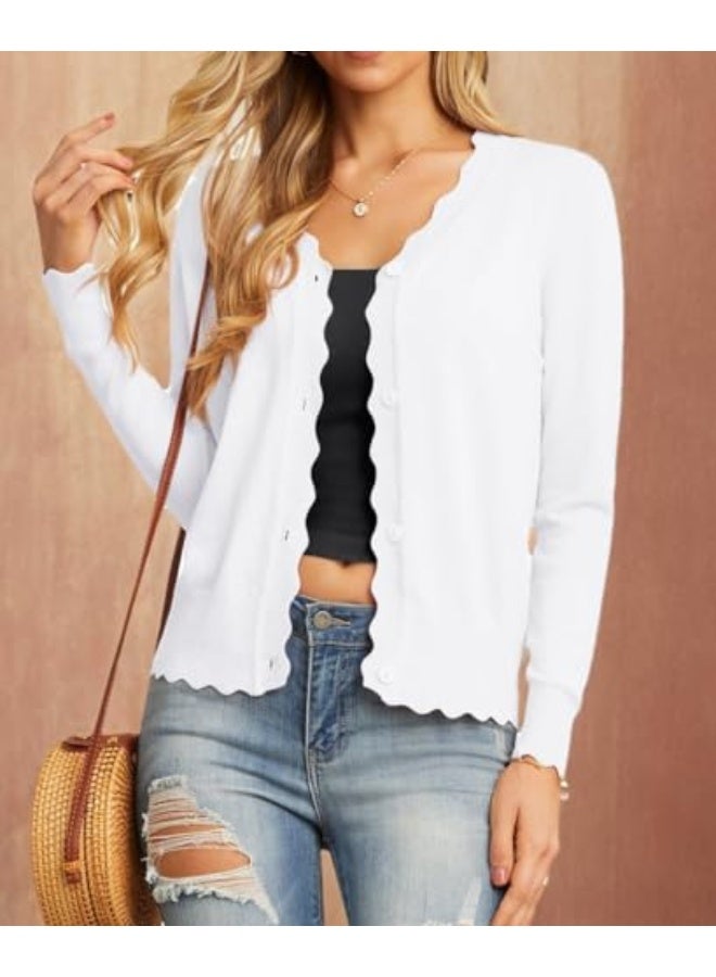 NIBEMINENT Women's Long Sleeve V-Neck Button Down Cardigan Knit Shrugs Sweater - Image 5