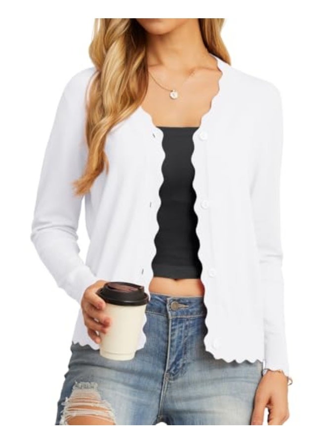 NIBEMINENT Women's Long Sleeve V-Neck Button Down Cardigan Knit Shrugs Sweater - Image 1