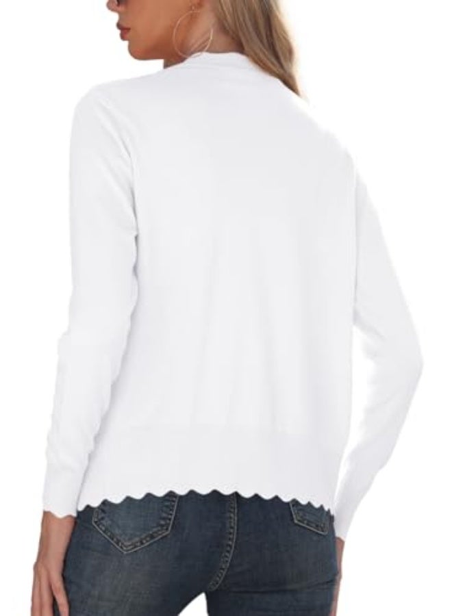 NIBEMINENT Women's Long Sleeve V-Neck Button Down Cardigan Knit Shrugs Sweater - Image 4