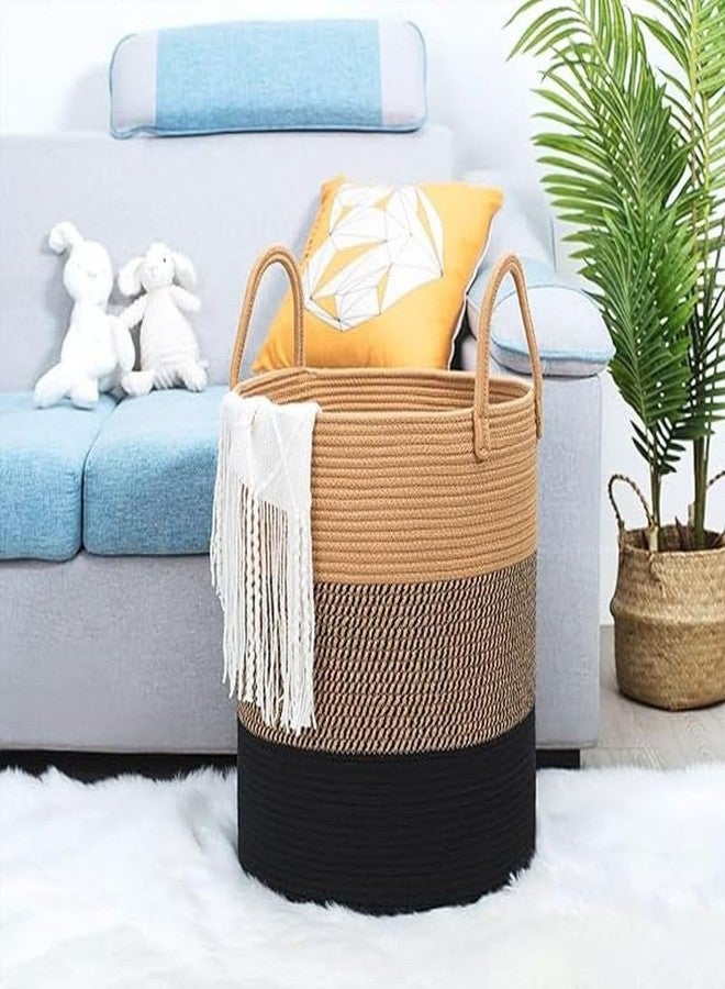 FIASCO Hand Woven Jute Rope Storage Basket, Laundry Basket Organizer For Toys, Clothes, Towels, Gifts Plant Pot Cover Storage Bucket, (Standard Size) Multi - Image 2