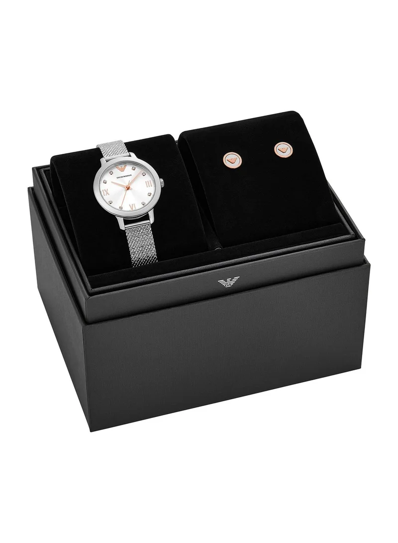 EMPORIO ARMANI Cleo Analog Watch + Earrings Set