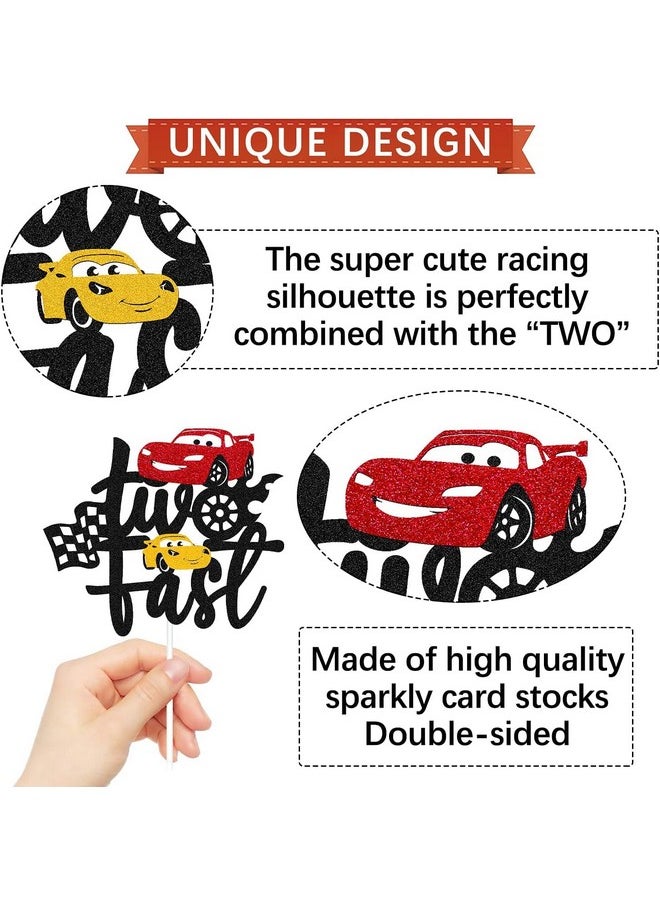 Confetti - Confetti Let's Race to Sweet Victory with the Two Fast Cake Topper, for Your Racing Car Checkered Flag Themed Celebration Kids Boy Girl 2 Years Old Happy 2s Birthday Party Supplies - Image 1