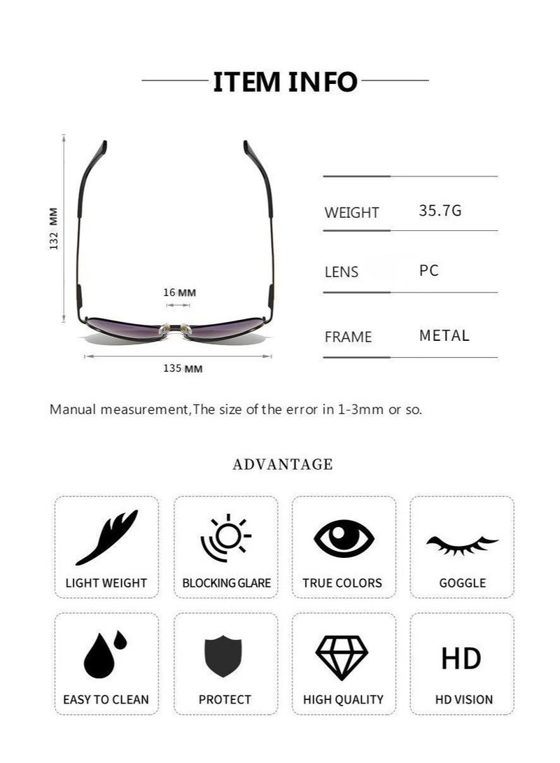 Fashion Men's Polarized High Quality Glasses Metal High-end Sunglasses Gunmetal Frame with Silver Edge - Image 5