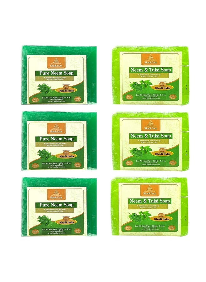 Khadi Pure Neem Tulsi & Neem Soap 125 Ml (Pack Of 6) 