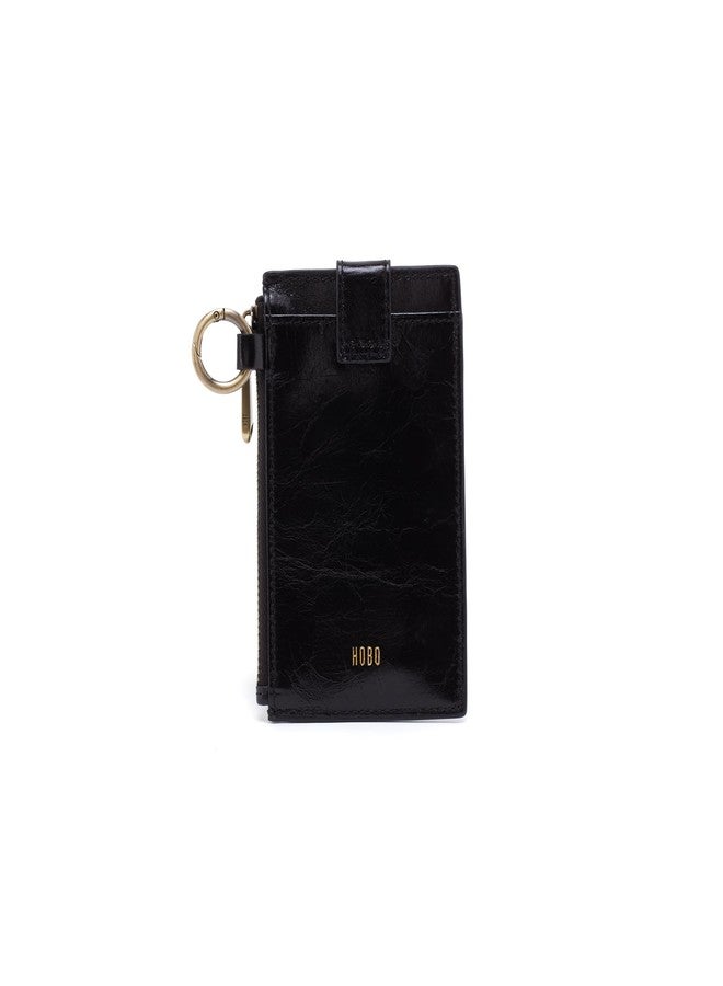 HOBO Ring Leather Credit Card Holder & Wristlet with Removable Leather Wristlet Handle and Minimalist Design for Everyday or Travel, Black - Image 2