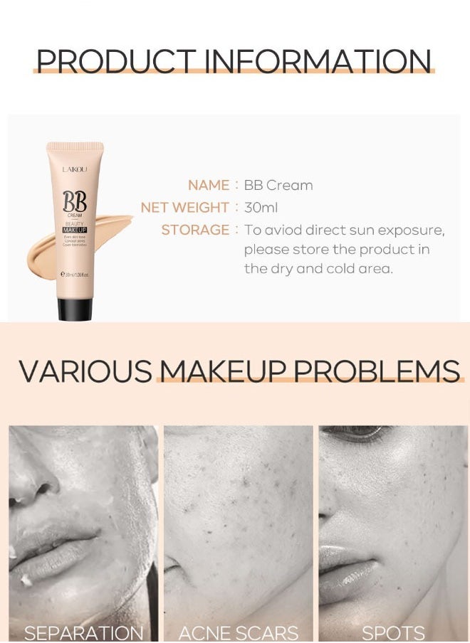 BB Cream Beauty Hydrating BB Cream  Color Correcting Cream  Full-Coverage Foundation Primer Concealer Cream  Naturally Brighten Skin ToneFor All Skin Types  Evens Skin Tone  Oil-Free Ivory  - Image 4