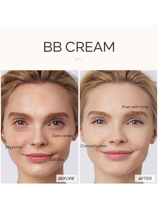 BB Cream Beauty Hydrating BB Cream  Color Correcting Cream  Full-Coverage Foundation Primer Concealer Cream  Naturally Brighten Skin ToneFor All Skin Types  Evens Skin Tone  Oil-Free Ivory  - Image 5