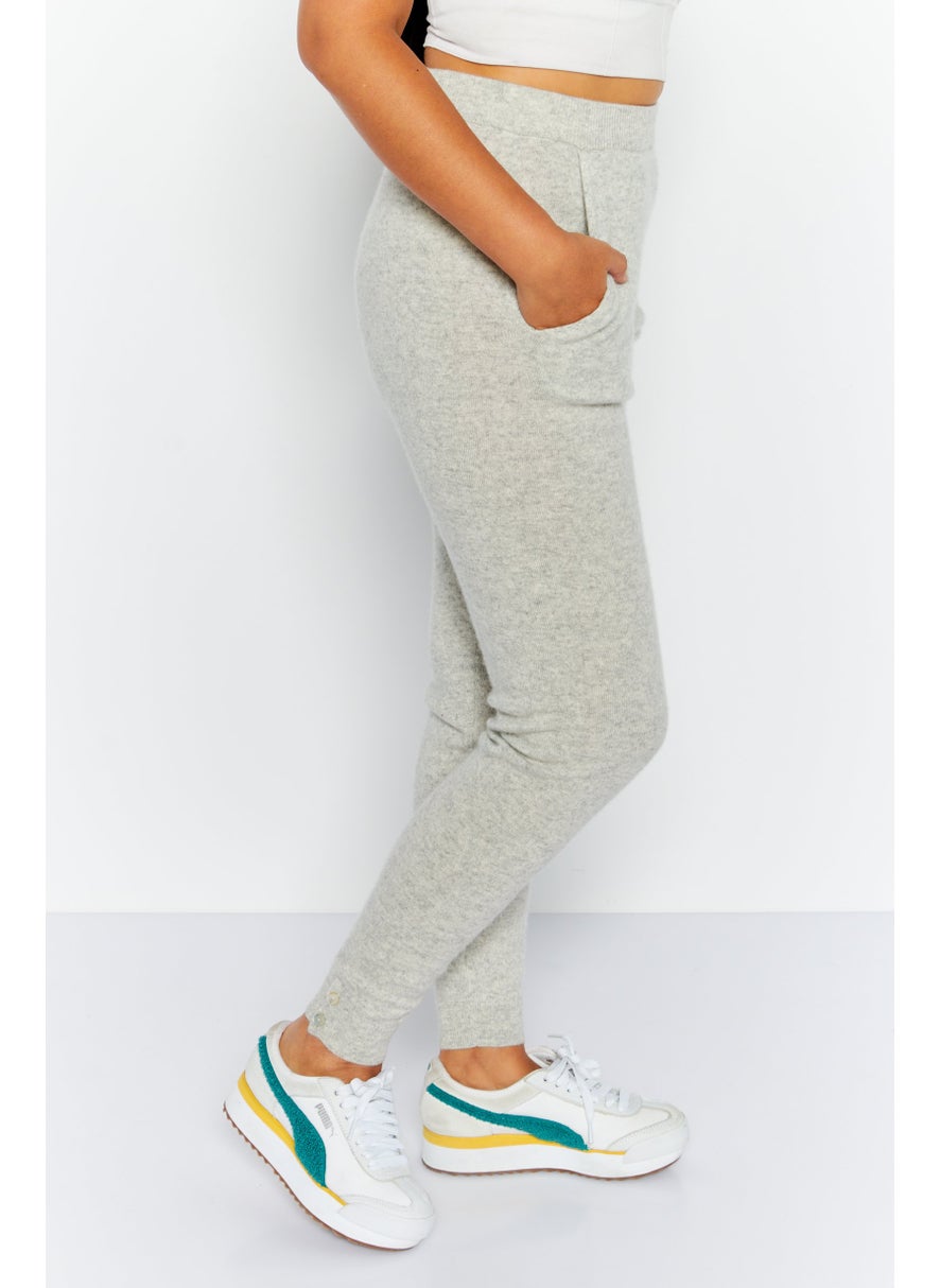 Etam Women Regular Fit Solid Pants, Grey  - Image 3