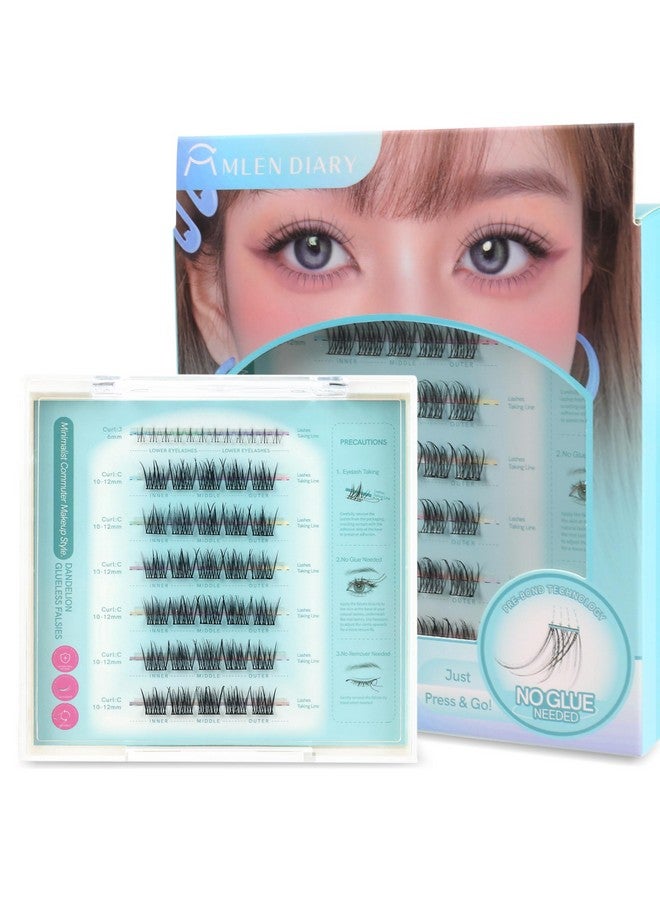 MLEN DIARY Self Adhesive Lash Clusters DIY Eyelash Extensions D Curl Natural 36Pcs Self Adhesive Cluster Lashes 10-12MM No Glue Individual Lashes Self Application at Home - Image 1