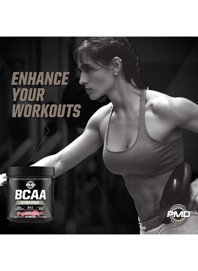 PMD - Sports BCAA Stim-Free Amino Acids - Better Workout Performance, Enhanced Recovery, Daily Energy, Muscle Builder, and Muscle Sparing - BCAA Powder Drink Mix - Watermelon (30 Servings) - Image 1