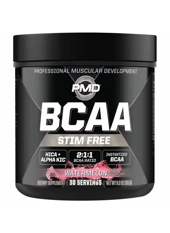 PMD - Sports BCAA Stim-Free Amino Acids - Better Workout Performance, Enhanced Recovery, Daily Energy, Muscle Builder, and Muscle Sparing - BCAA Powder Drink Mix - Watermelon (30 Servings) - Image 1