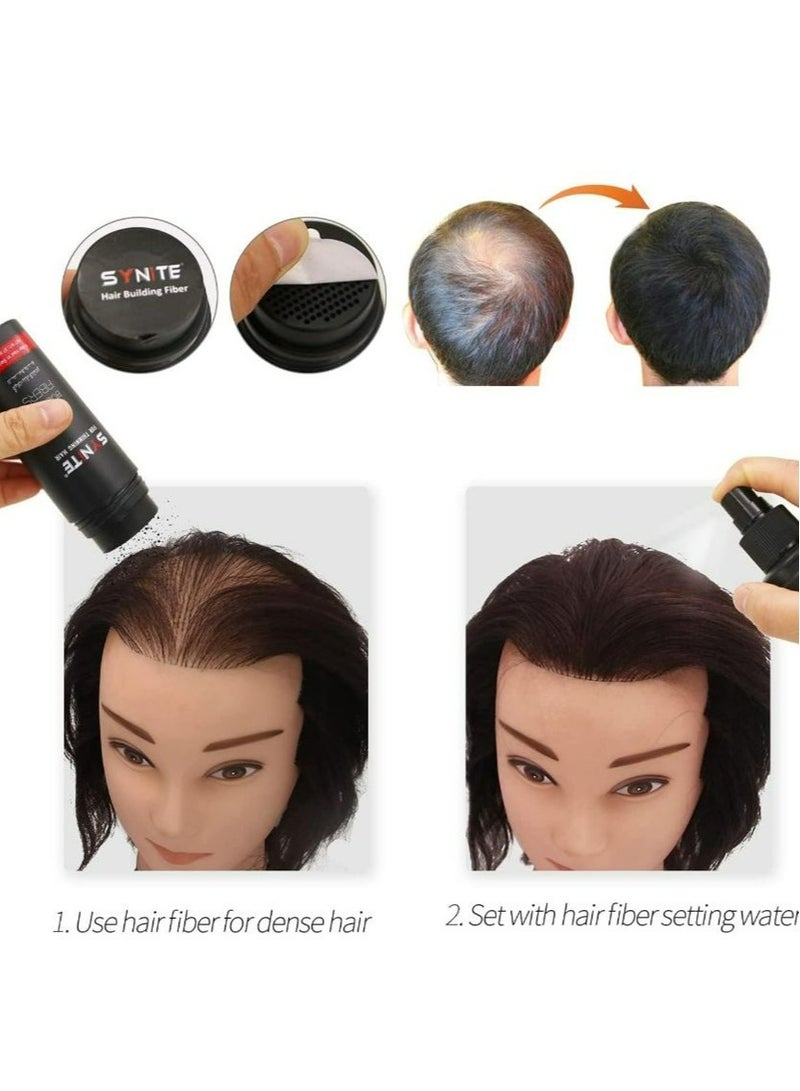 سينايت ألياف بناء الشعر سينايت للشعر الخفيف (بني غامق) | بودرة للشعر للشعر الخفيف والبقع الصلعاء 27.5 جرام | شعر أكثر كثافة يبدو أكثر سمكًا في ثوانٍ - Image 2