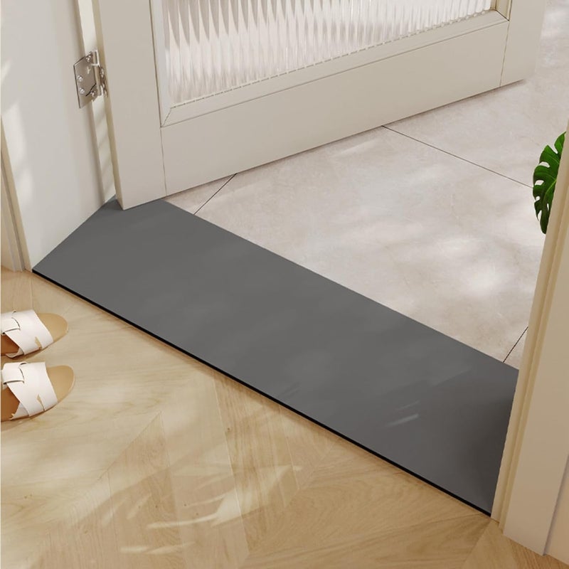 Cuttable Absorbent Narrow Bathroom Threshold Mat (Gray), 30 x 80cm - Image 1