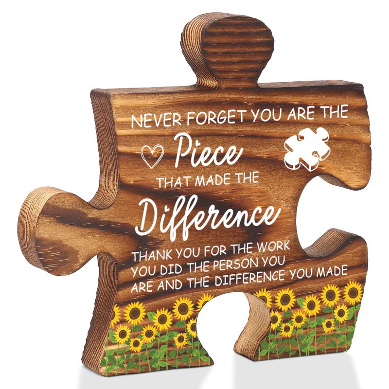 FTONENI Never Forget You are the Piece that Made the Difference Wood Puzzle Desk Decor Sign - FSE374 - Image 1