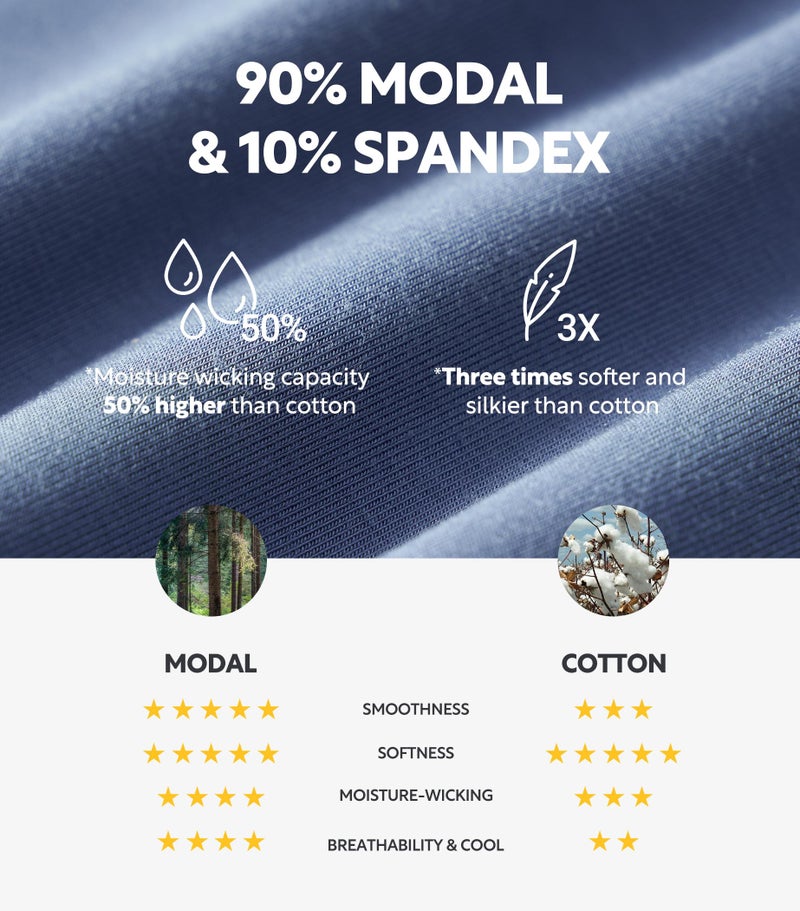 DAVID ARCHY دايفيد آرتشي ملابس داخلية للرجال من مودال فائق النعومة مع دعم الجيب - شورتات بوكسر مقاومة للرطوبة للرجال 4 عبوات (XL، ألوان متنوعة) - Image 2