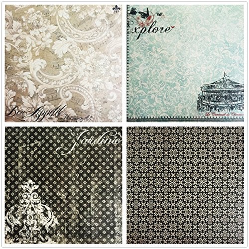 DESEACO 27 Sheets Vintage Scrapbook Paper Pad 12" x 12" for Origami, Wrapping, Card Making, Alphabet, Photo Frame Album, Handmade Decorative Die Cuts Background - Image 4