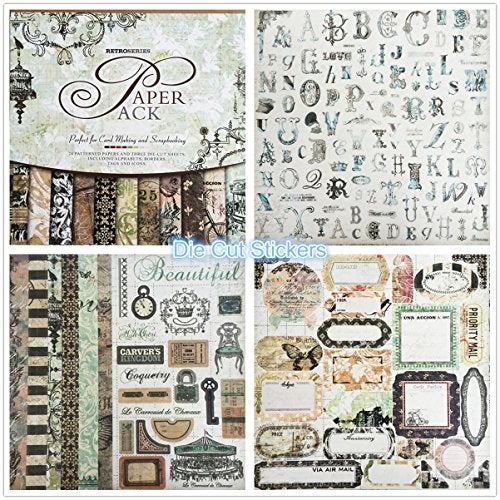 DESEACO 27 Sheets Vintage Scrapbook Paper Pad 12" x 12" for Origami, Wrapping, Card Making, Alphabet, Photo Frame Album, Handmade Decorative Die Cuts Background - Image 5
