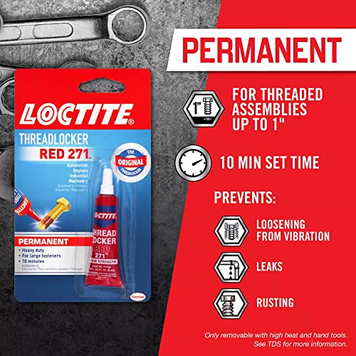 Loctite Threadlocker Red 271 - Permanent Thread Lock Glue for Nuts, Bolts, & Fasteners, High Strength Screw Glue to Prevent Loosening & Corrosion - 6 ml, 1 Pack - Image 4