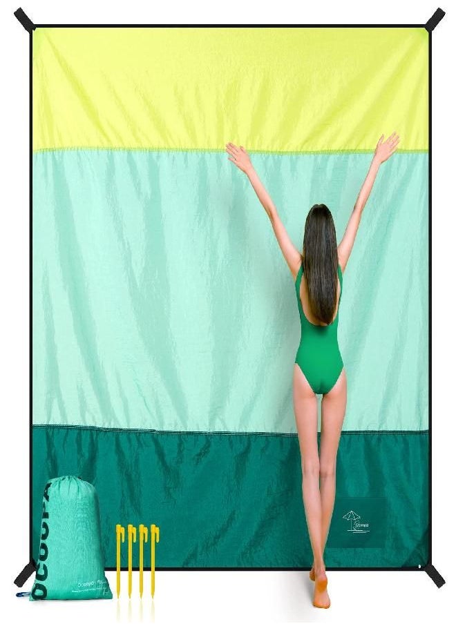 OCOOPA OCOOPA Diveblues Extra Large Beach Blanket, Sand Free, Large Oversized Camping Mat, Comfortable Parachute Nylon, Cozy& Chic, Compact& Light, 4 Stakes&1 Travel Bag, S09  - Image 1