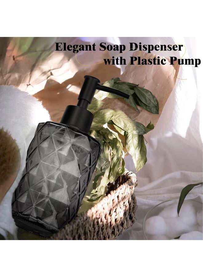 Ulable 11oz Glass Soap Dispenser with Plastic Pump, Black Bathroom Soap Dispenser for Hand Wash & Dish Wash, Elegant Dispenser for Dishwashing Liquid, Lotion, Essential Oil - Image 3