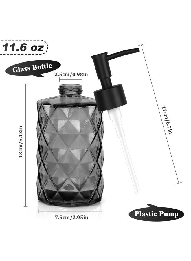 Ulable 11oz Glass Soap Dispenser with Plastic Pump, Black Bathroom Soap Dispenser for Hand Wash & Dish Wash, Elegant Dispenser for Dishwashing Liquid, Lotion, Essential Oil - Image 2