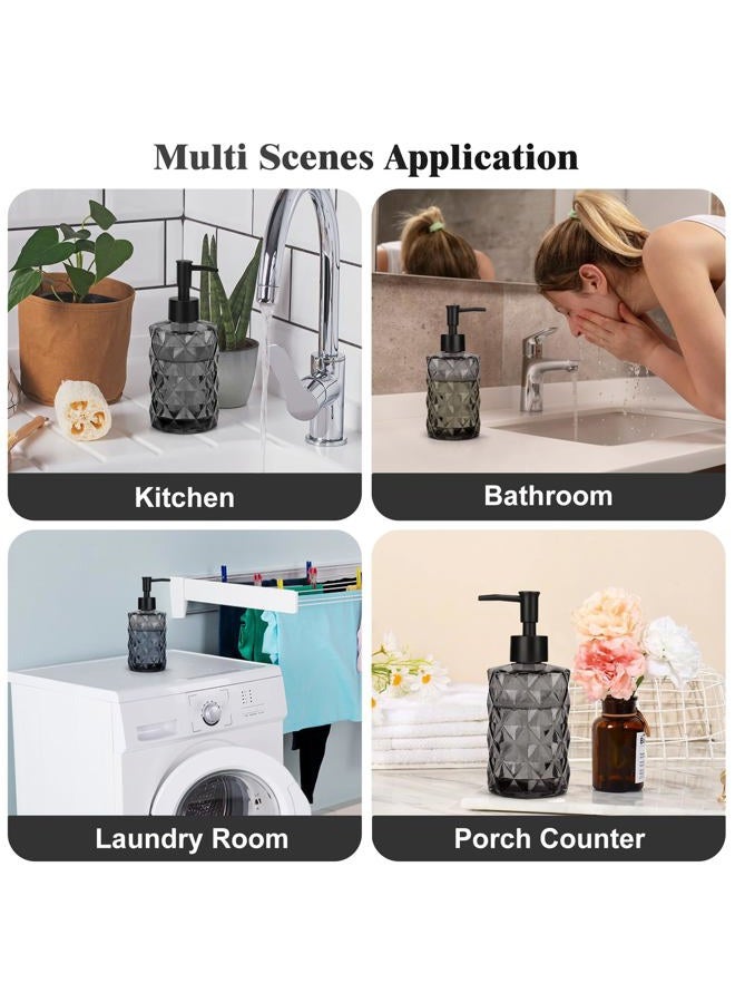 Ulable 11oz Glass Soap Dispenser with Plastic Pump, Black Bathroom Soap Dispenser for Hand Wash & Dish Wash, Elegant Dispenser for Dishwashing Liquid, Lotion, Essential Oil - Image 4