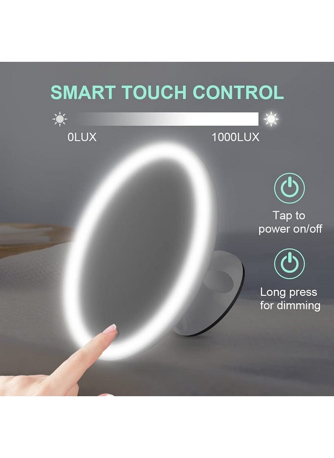 TOUCHBeauty - 7X Magnifying Shower Mirror Lighted Makeup Mirror With 21 Led Metal Magnetic Ball Locking Suction 360 Rotation Portable Mirror Good For Tabletop Bathroom Traveling - Image 1