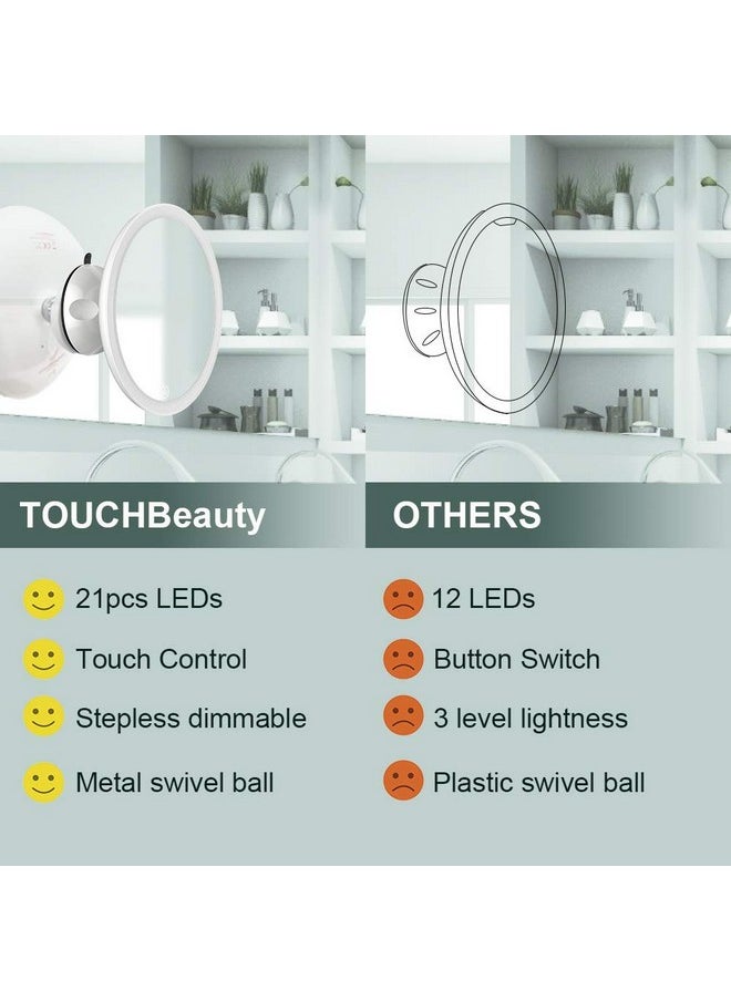 TOUCHBeauty - 7X Magnifying Shower Mirror Lighted Makeup Mirror With 21 Led Metal Magnetic Ball Locking Suction 360 Rotation Portable Mirror Good For Tabletop Bathroom Traveling - Image 1