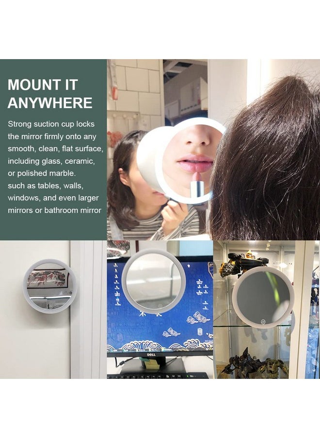 TOUCHBeauty - 7X Magnifying Shower Mirror Lighted Makeup Mirror With 21 Led Metal Magnetic Ball Locking Suction 360 Rotation Portable Mirror Good For Tabletop Bathroom Traveling - Image 1