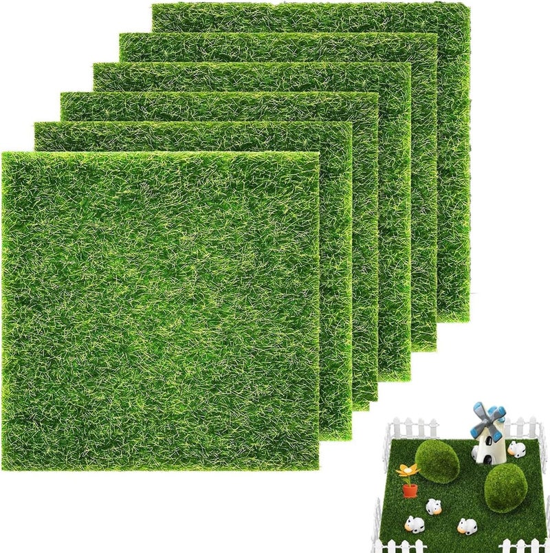 Khazna Fairy Garden Grass Artificial Garden Grass, 6 x 6 Inches Miniature Life-Like Fairy Artificial Craft Grass for Dollhouse Ornament Micro Landscape Artificial Moss Grass - Image 1