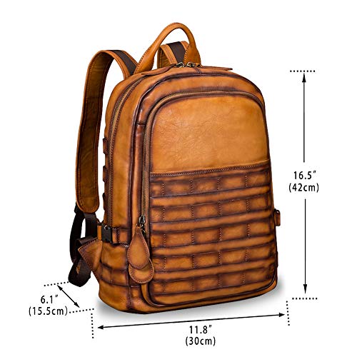 IVTG Genuine Leather Large Backpack for Men Vintage Laptop Knapsack Purse Rucksack Daypack High Capacity for Travel Bag (Brown) - Image 4