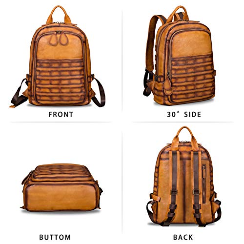 IVTG Genuine Leather Large Backpack for Men Vintage Laptop Knapsack Purse Rucksack Daypack High Capacity for Travel Bag (Brown) - Image 5