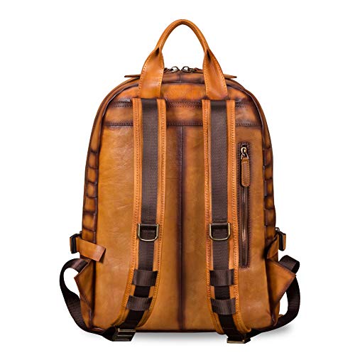 IVTG Genuine Leather Large Backpack for Men Vintage Laptop Knapsack Purse Rucksack Daypack High Capacity for Travel Bag (Brown) - Image 3
