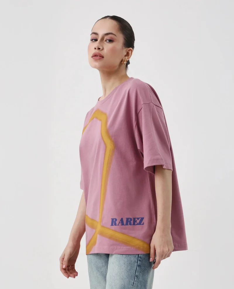 ريريزم تيشيرت نسائي بطباعة جرافيك واسع