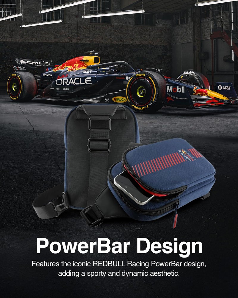 CG MOBILE RedBull Racing Universal Phone Bag Official Licensed, Crossbody Nylon Phone Pouch with PowerBar, Impact-Resistant Protective Phone Holder for Men & Women - Navy - Image 5