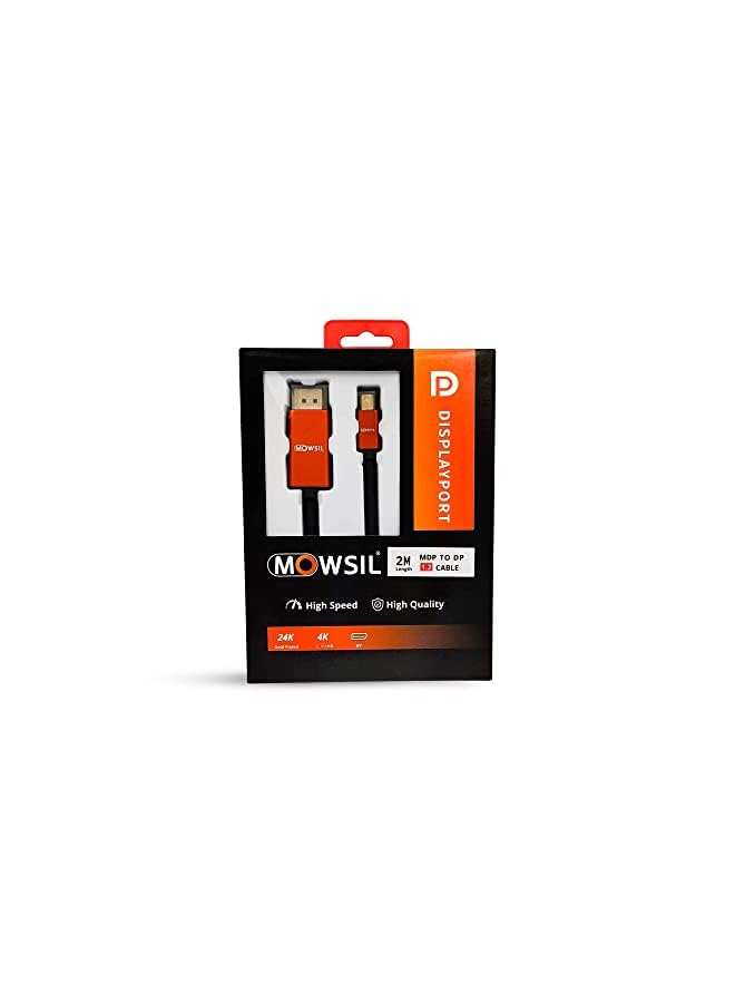 MOWSIL 4K Mini Display Port DP to Cable, 2 Meters Length, Orange - Image 2