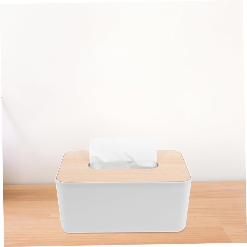 Amosfun Retro Upright Tissue Box Cover Napkin Holder Desktop Paper Towel Container Case White 21 X 13 X 9 CM - Image 3