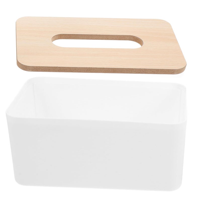 Amosfun Retro Upright Tissue Box Cover Napkin Holder Desktop Paper Towel Container Case White 21 X 13 X 9 CM - Image 2