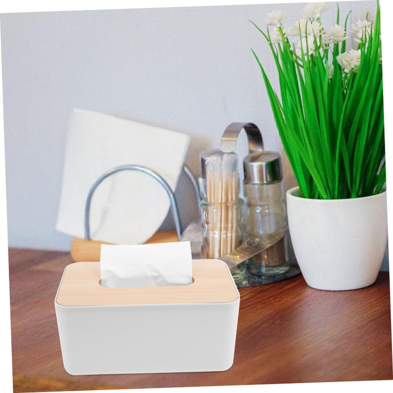 Amosfun Retro Upright Tissue Box Cover Napkin Holder Desktop Paper Towel Container Case White 21 X 13 X 9 CM - Image 4