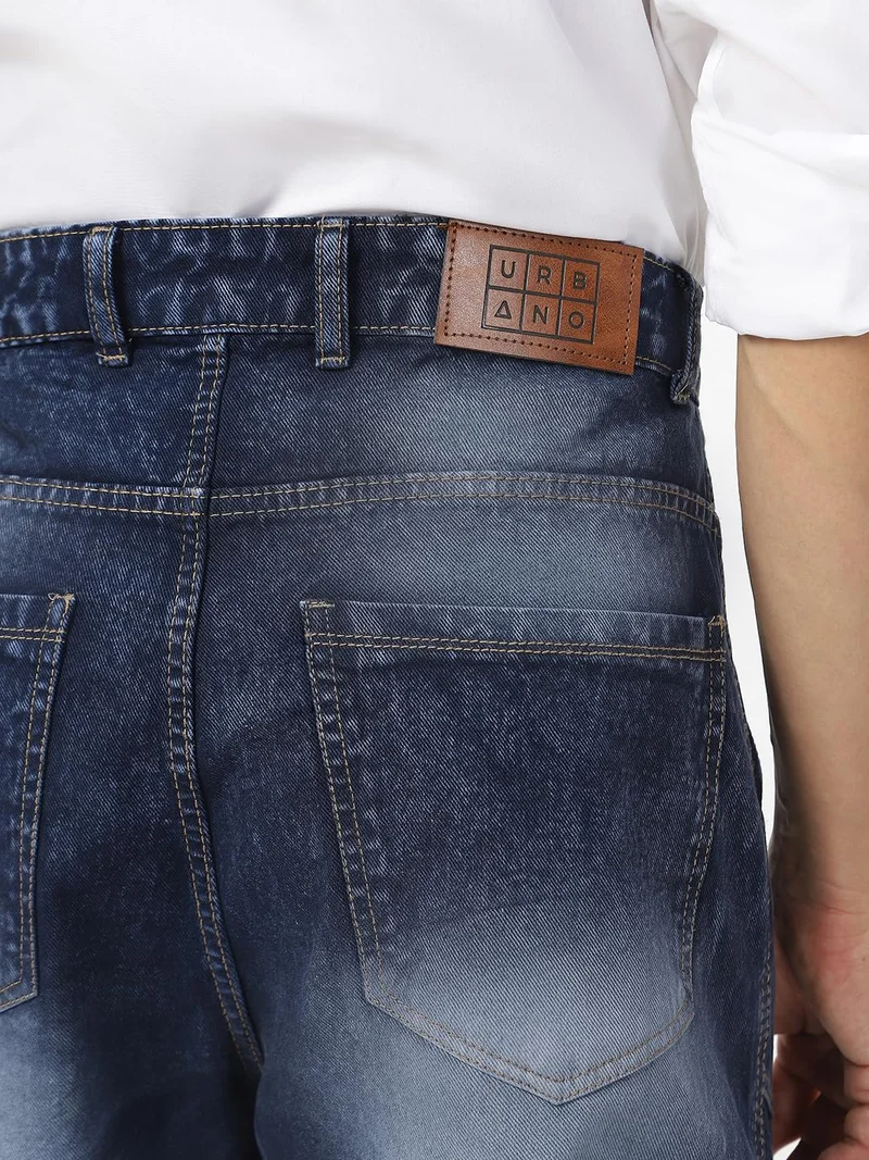 Urbano Fashion  Urbano Fashion Men's Navy Loose Baggy Fit Washed Cargo Jeans with 7 Pockets Non-Stretchable  | Best Price UAE