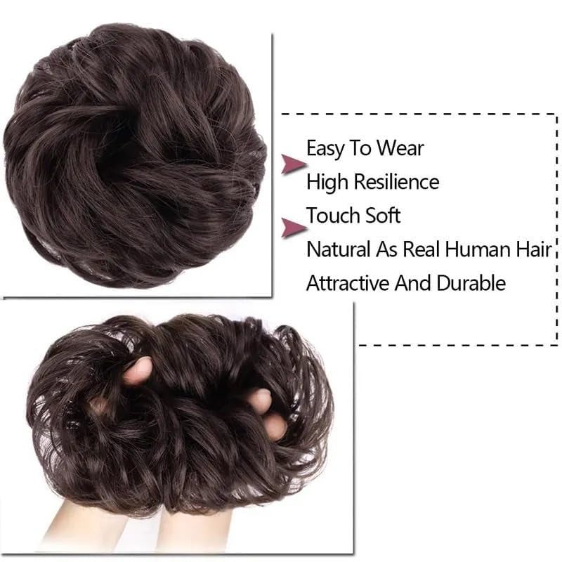 Sankrityayan Messy Hair Bun Cotton Lace Extensions Chignons Hair Scrunchy Updo Hairpiece Brown Hair Extensions for Women's Wedding & other Function (35 Gram) - Image 4